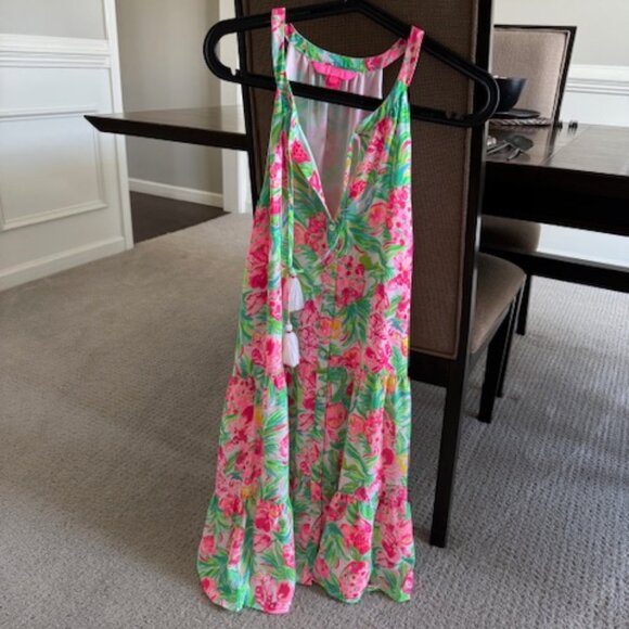 Lilly Pulitzer Pink and Green Tassel Sleeveless Swing Dress - Picture 3 of 6
